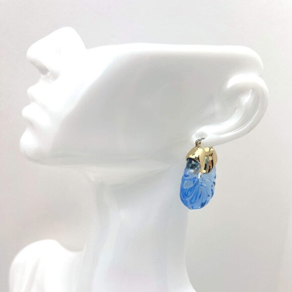 Light blue acrylic hinged hoop earrings for pierced ears - Picture 2 of 2